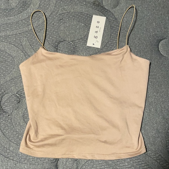 gaze Tops - Brand New With Tags GAZE Tan Crop Top Tank Top